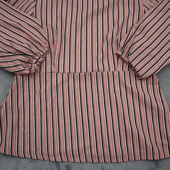 Faballey Shirt Womens L Multicolor Striped Quarter Sleeve VNeck Pullover Blouse - Picture 14 of 16